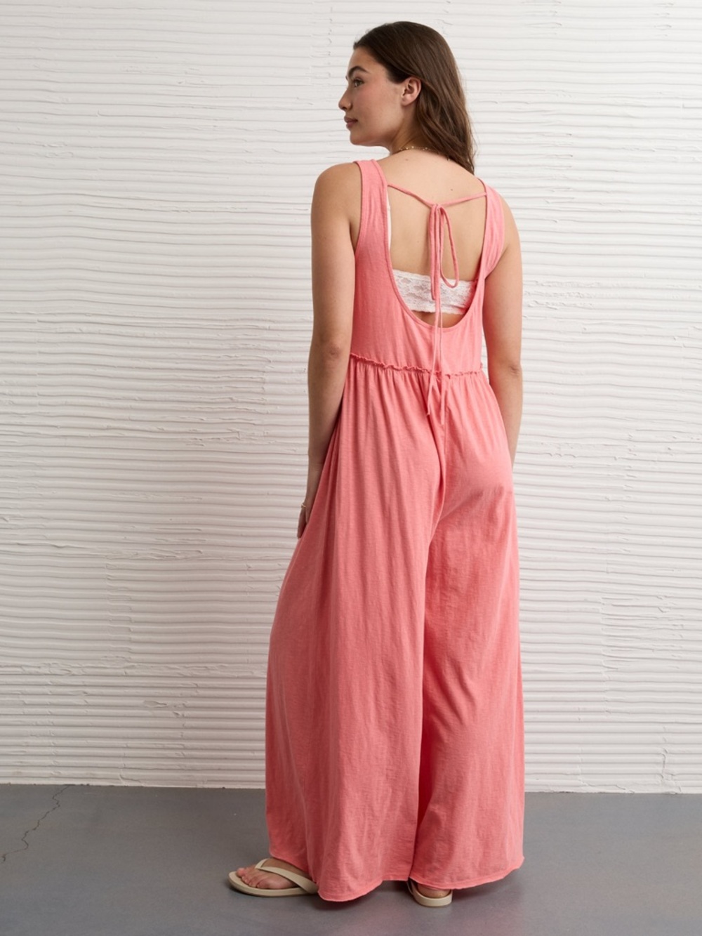 NWT American Eagle ($74.95) Coral Sunchaser Scoop Neck Jumpsuit - Picture 3 of 7